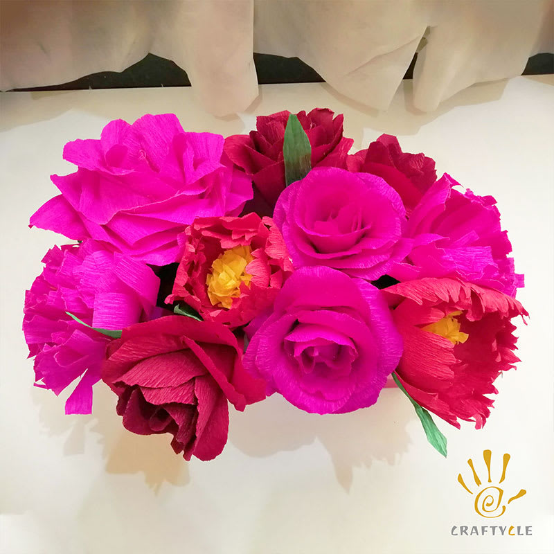 Centerpiece Crepe Paper Flowers Vase Centerpiece Birthday Party Supplies Decorations