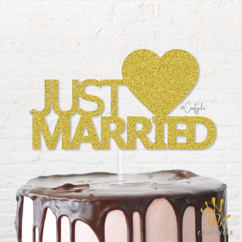 Just Married Love Couple Topper Caketopper Cake Gold Glitters Weddingcake