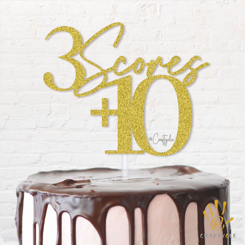 Score 10 Ten Three Birthday Topper Caketopper Cake Hbd Gold Glitters Golden