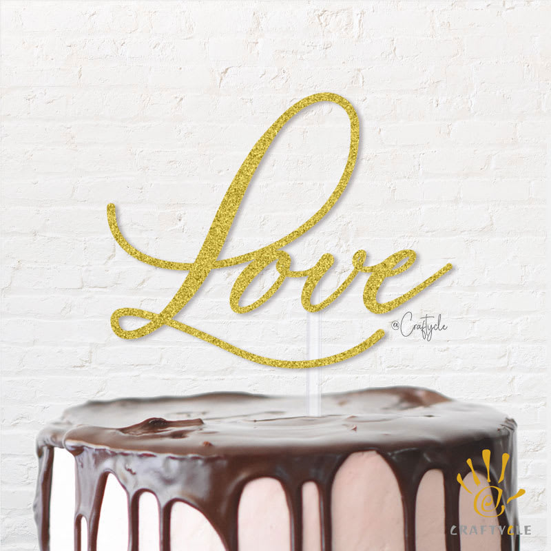 Love Beauty Birthday Topper Caketopper Cake Hbd Gold Glitters Beautiful