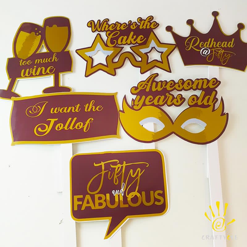 Handheld Photo Booth Props 50th Birthday Theme