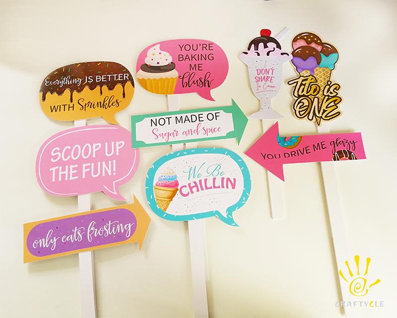 Handheld Photo Booth Props Ice Cream Theme