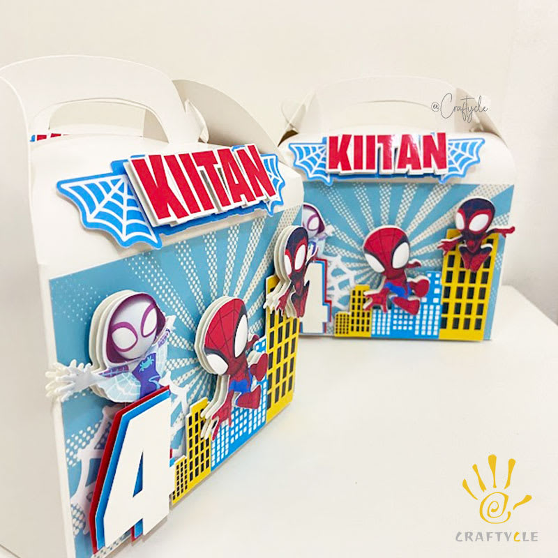 Spiderman Spidey Marvel Treat Gable Party Pack Boxes Bags