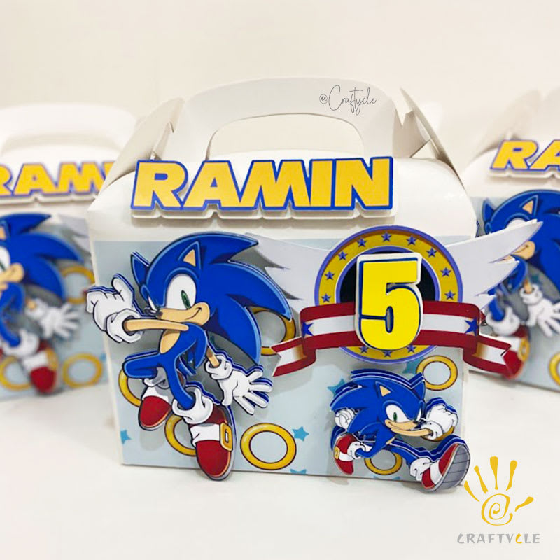 Sonic Theme Treat Gable Party Pack Boxes Bags