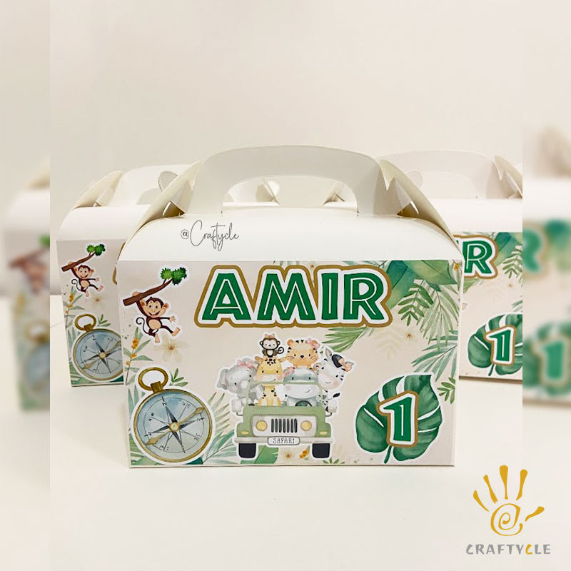 Jungle Safari Animals Zoo Theme Treat Gable Party Pack Boxes Bags - Image 2