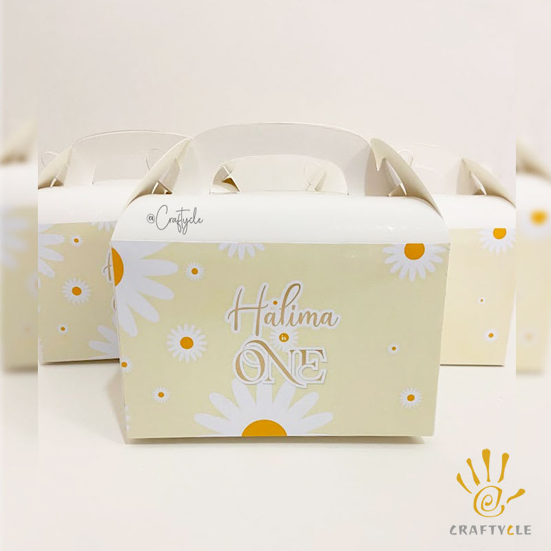 Daisy Floral Flower Theme Treat Gable Party Pack Boxes Bags - Image 2