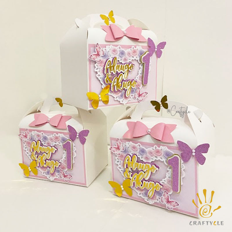 Butterfly Flower Theme Treat Gable Party Pack Boxes Bags