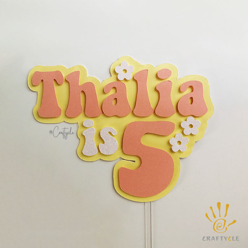 Groovy Vintage 80s Birthday Layer Pop Up Shaker Cake Topper