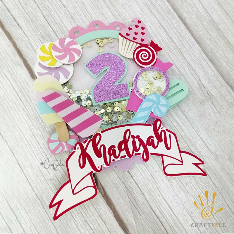 Candy Land Sweet Birthday Layer Pop Up Shaker Cake Topper