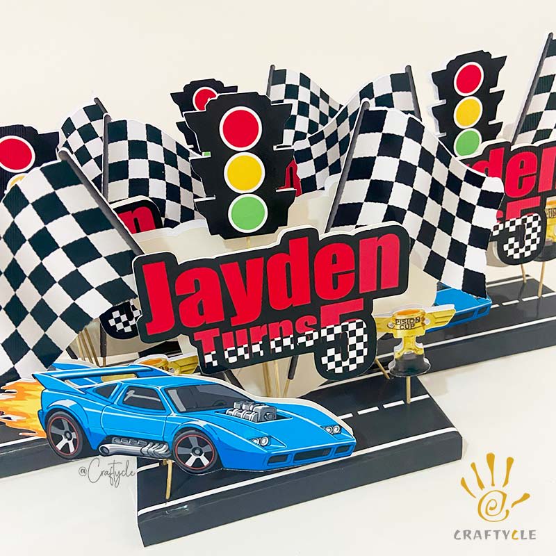 Race Car Kids Party Craft Decor Centerpiece - Image 2