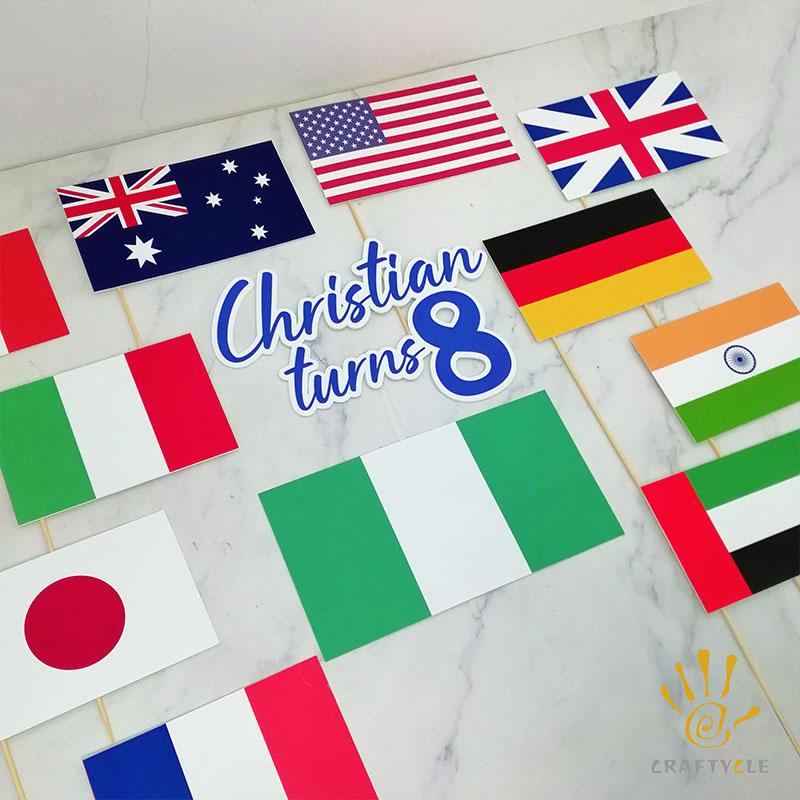 Cake Topper Personalised Flags Birthday Cake Topper