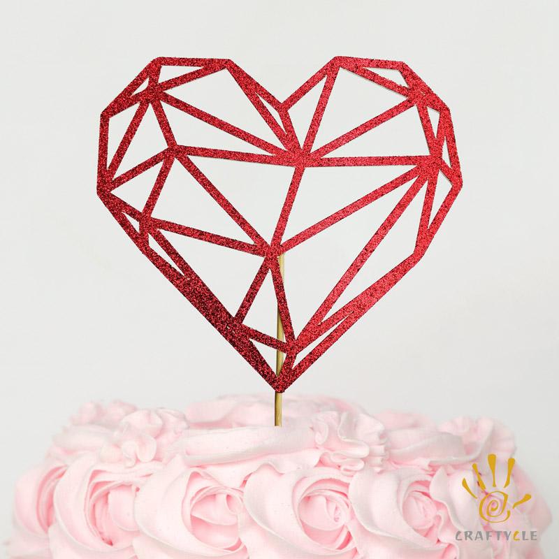 Cake Topper - Geometric Heart