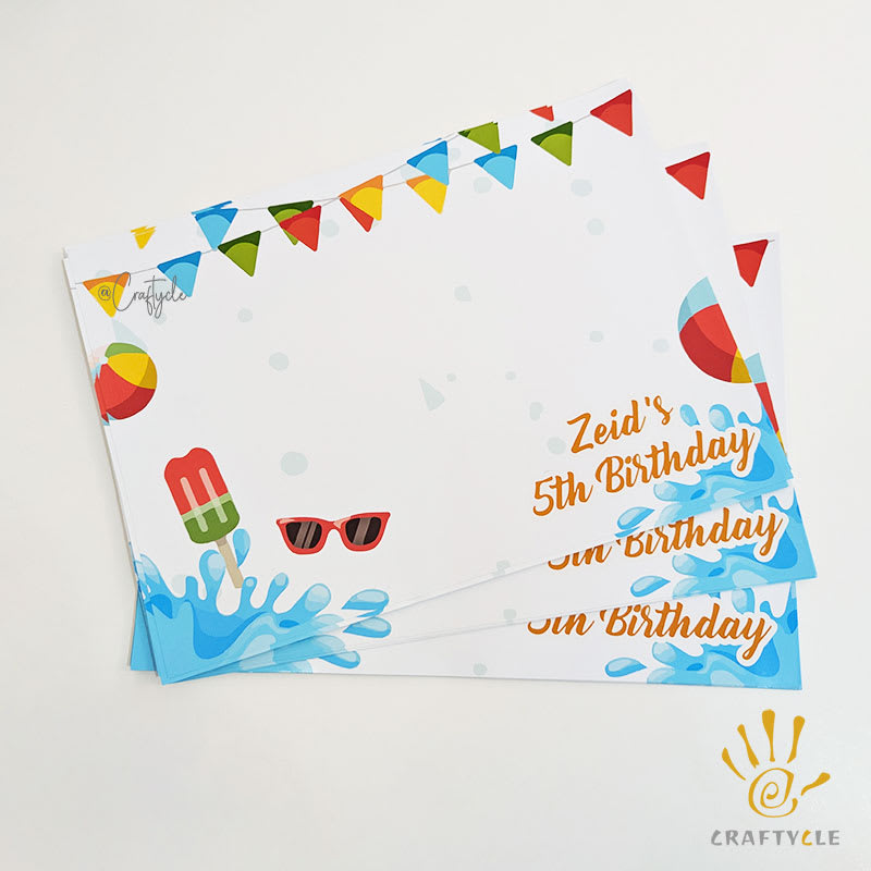 Pool Splash Placemat Print Party Decorations