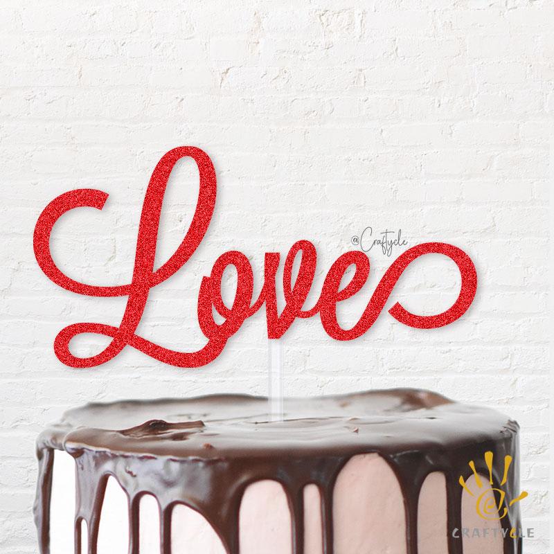 Love Beauty Birthday Topper Caketopper Cake Hbd Red Glitters Beautiful