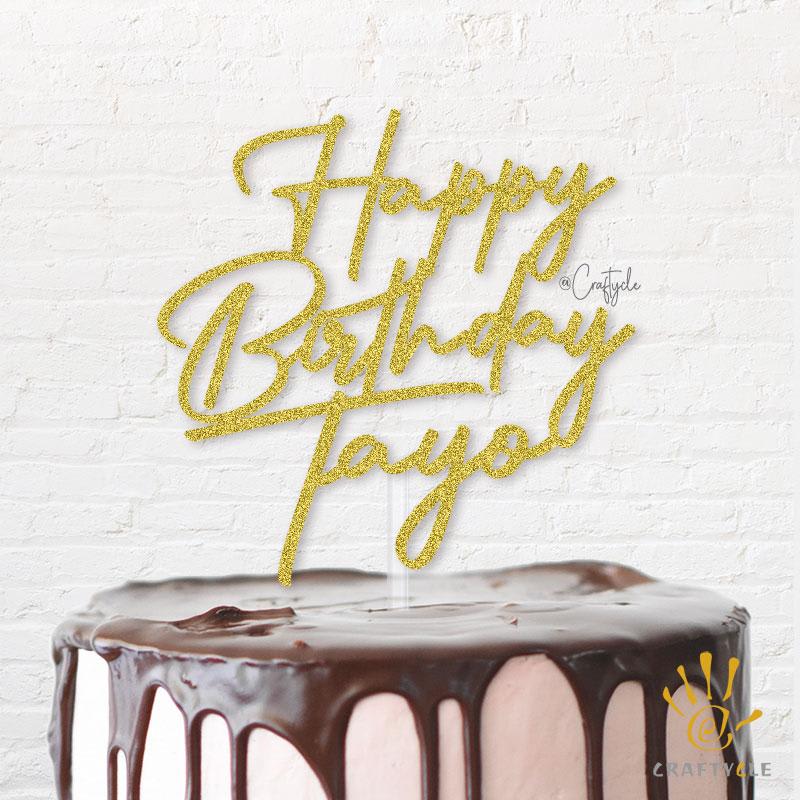 Happy Birthday Hbd Tayo Topper Caketopper Cake Gold Glitters