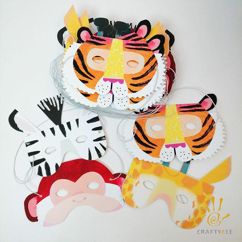 Party Hat Safari Animals Theme Face Mask Party Decorations 6pcs