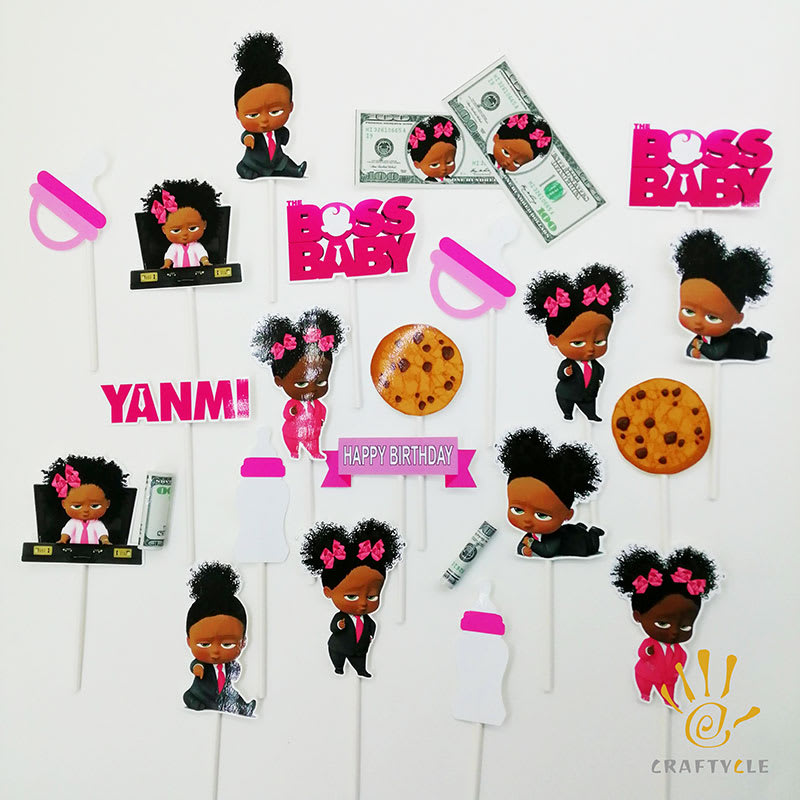 Cupcake Topper Boss Baby Girl Cookie Personalised Cupcake Topper 12pcs