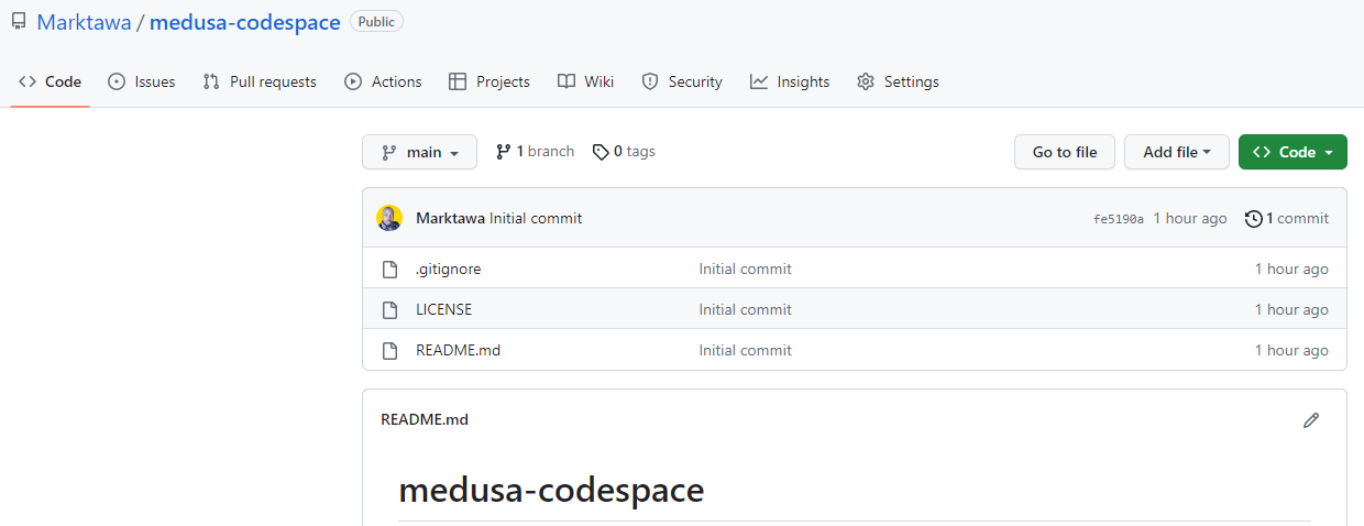 Medusa Codespace repo