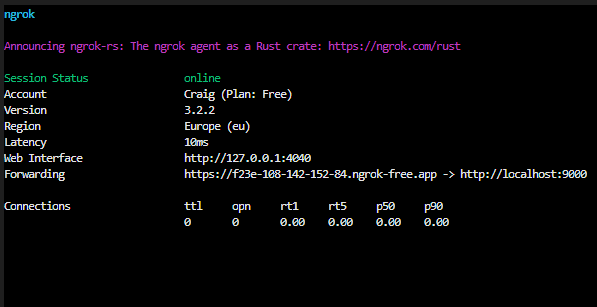 ngrok running