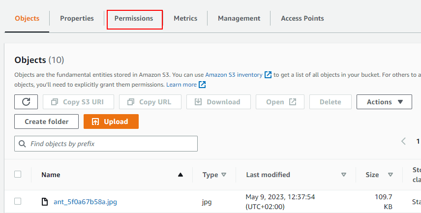 Select Permissions Tab