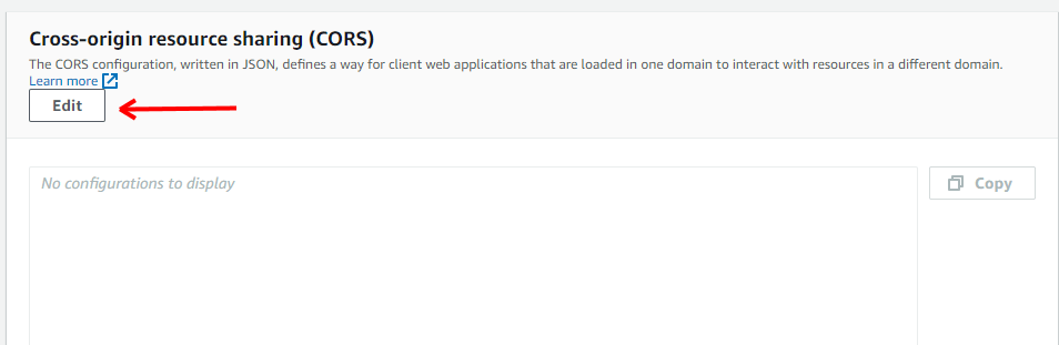 Edit CORS config