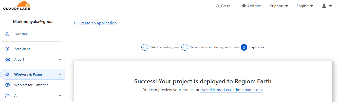 Cloudflare Page Admin URL