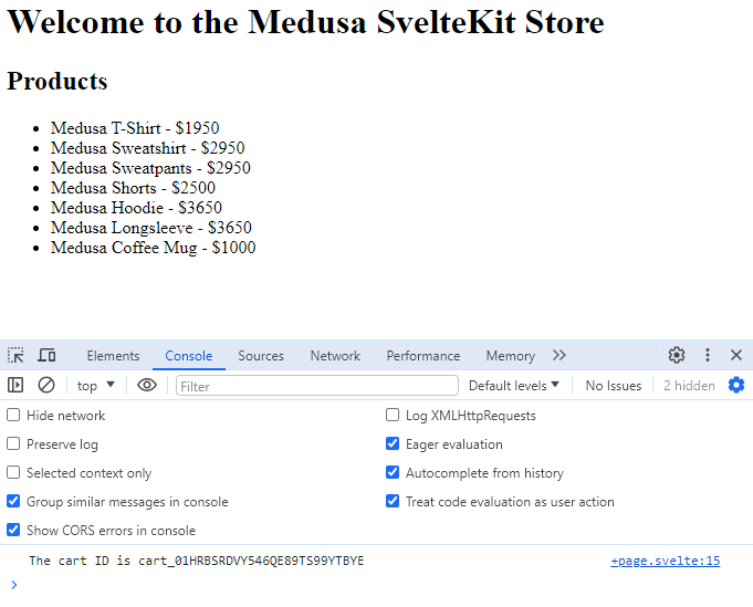 Confirmation of Cart Creation