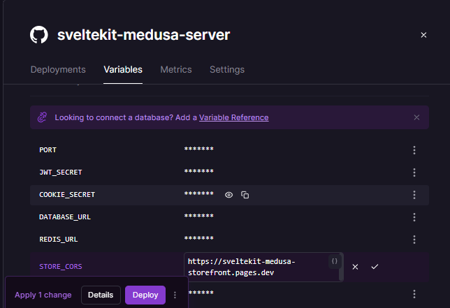 Update Store CORS in Railway