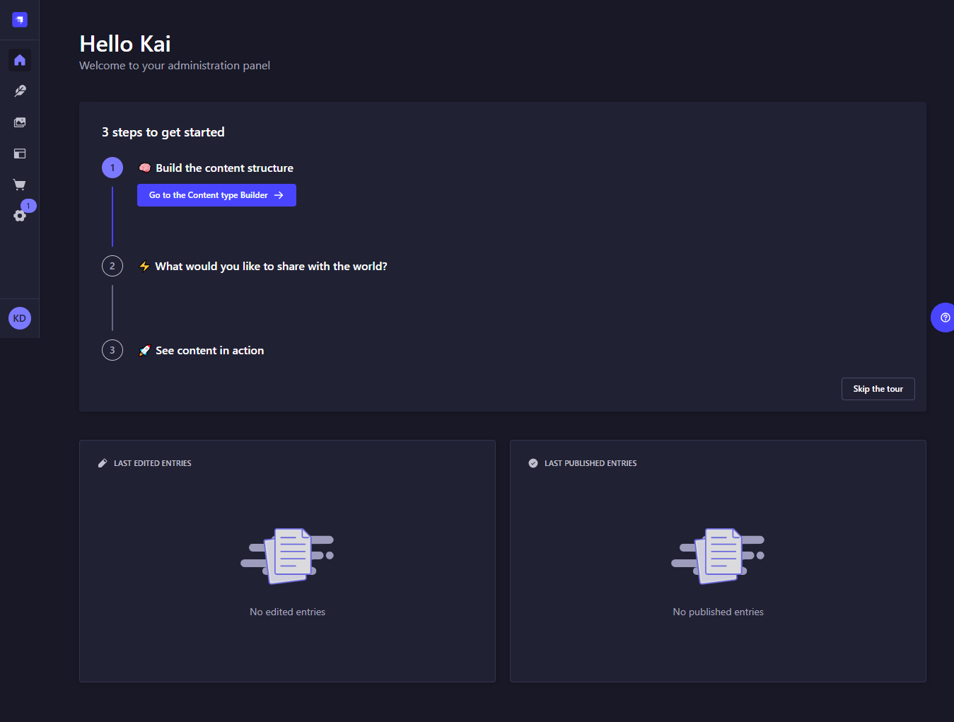 Strapi Admin Dashboard Home Page