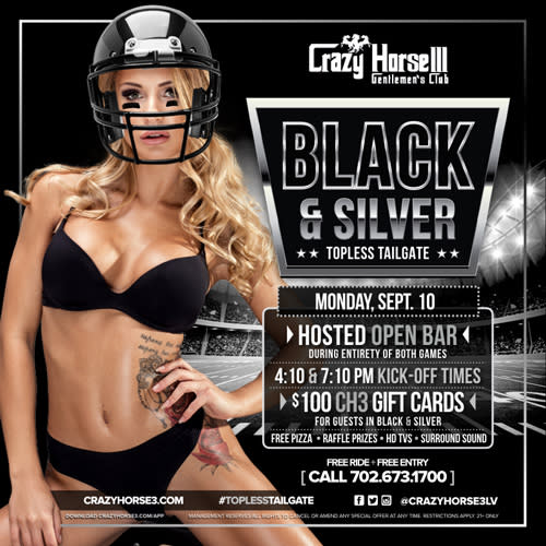 Black & SIlver Topless Tailgate Party September 10th 2018