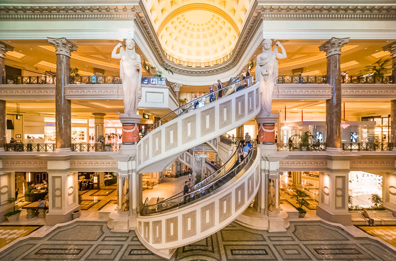 The Forum Shops at Caesars Palace are legendary and feature hundreds of luxury brands