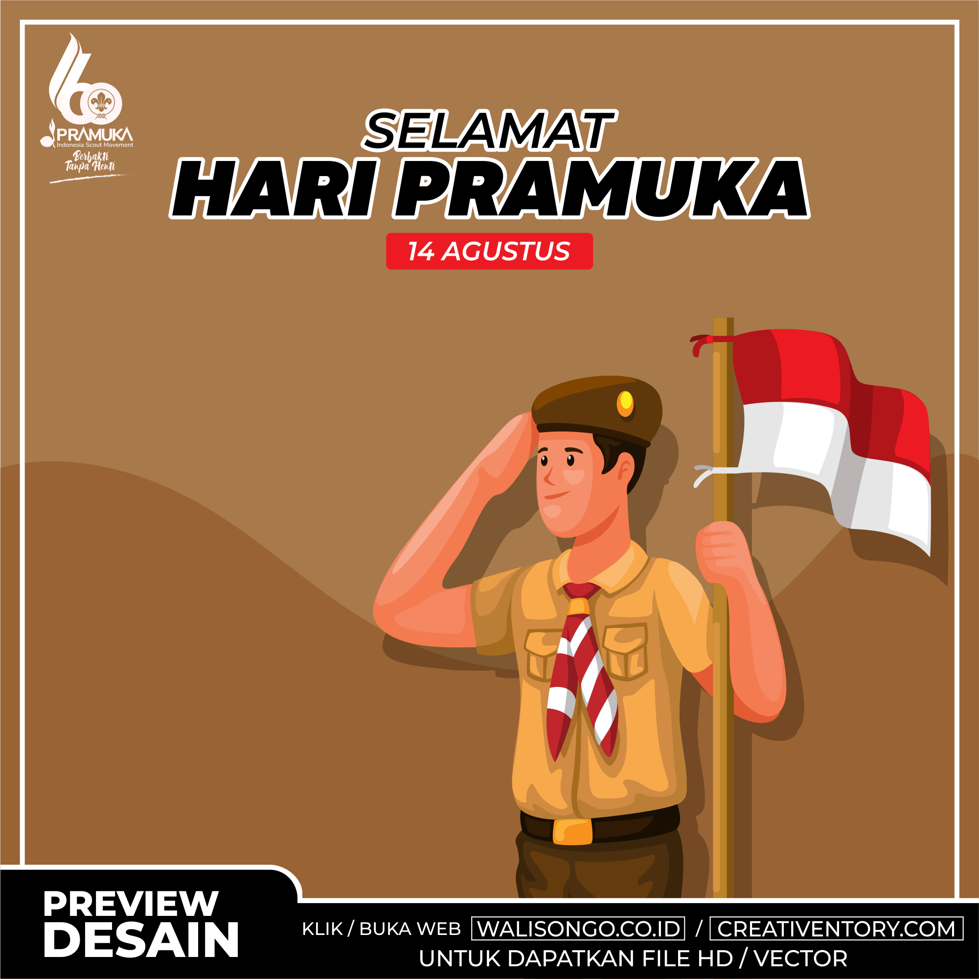 Background Hari Pramuka ke 60 Tahun 2021 untuk Kartu Ucapan