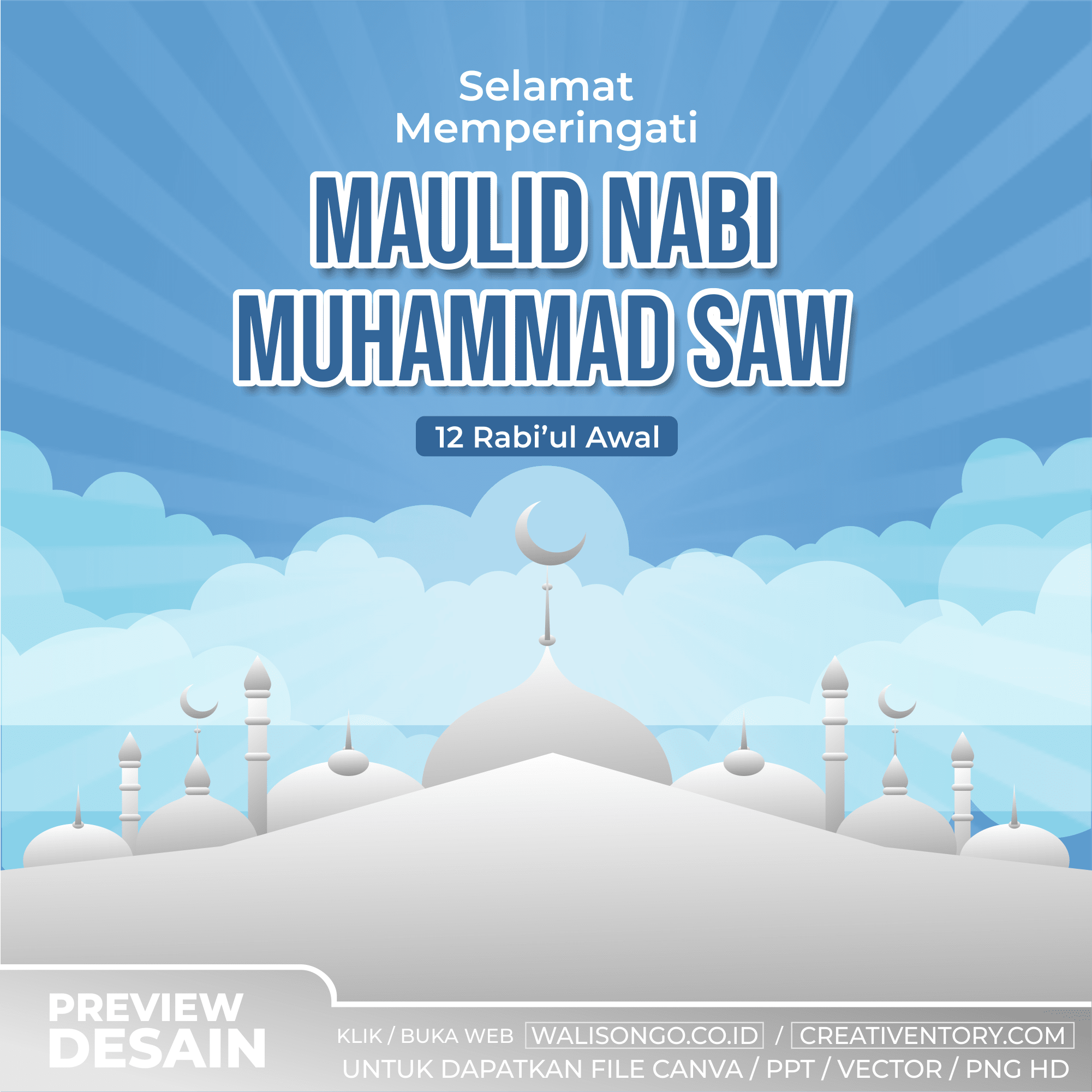Background Maulid Nabi Biru