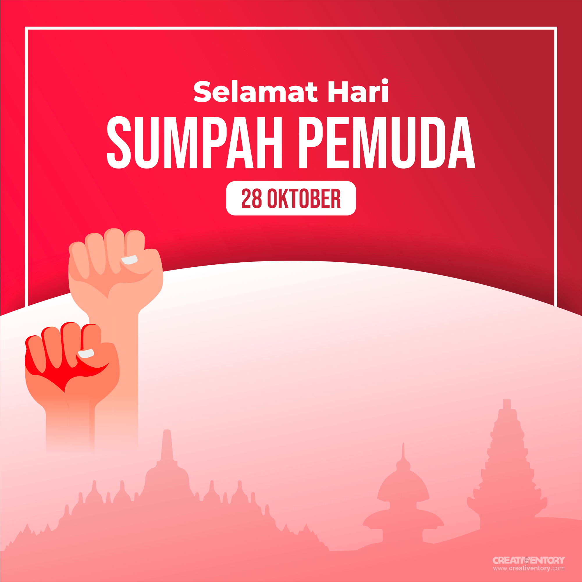 Desain Poster Sumpah Pemuda Merah Elegan