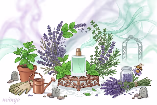 The Fresh Aroma of an Aromatic Garden with Lavender and Mint Scents