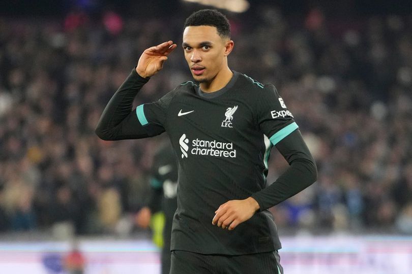 Selebrasi Trent Alexander-Arnold dalam laga Premier League antara West Ham vs Liverpool, Senin (30/12/2024). info main bola Real Madrid Langsung ‘Gercep’ di Bursa Transfer 2025, Intip 5 Mega Transfer yang Sudah Terjadi Sejauh Ini