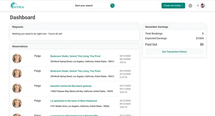 Host Dashboard interface 7