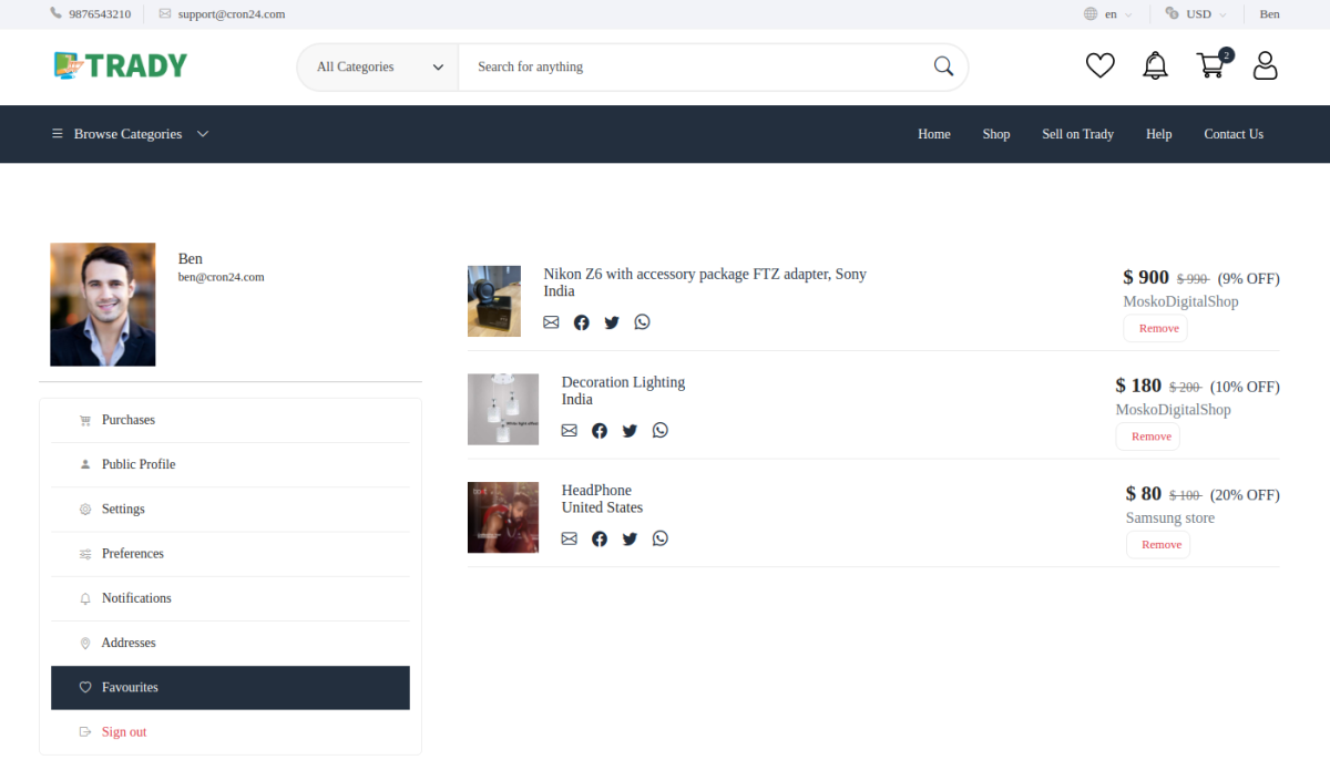 Wishlist & Favorites interface 5
