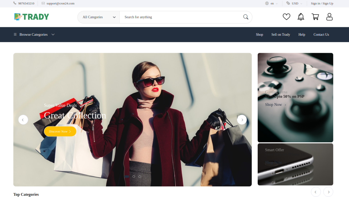 Marketplace Homepage interface 1