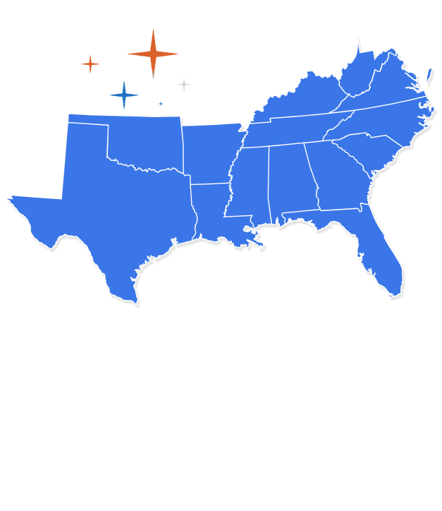 Map of Southern US Region