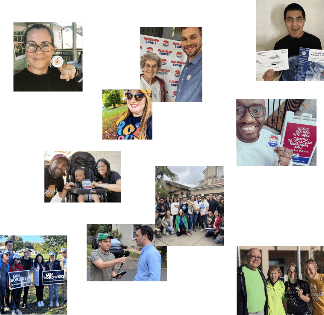 Collage of Vote Save America volunteers doing the work throughout 2022.
