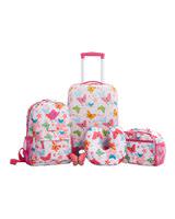 Travelers Club 5 Pieces Kids Luggage Set with 360Â° 4 Wheel Spinner System Butterfly