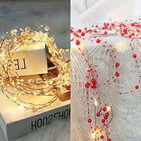 Valentine's Day Decor Lights 5m 50leds Pearl Wire Copper String Lights Battery Powered Fairy Lamp Christmas Wedding Party Home Garland Holiday Decoration miniinthebox