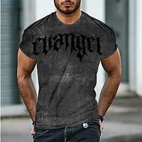 Men's T shirt 3D Print Graphic Cross Letter Crew Neck Daily Sports Print Short Sleeve Tops Casual Classic Designer Big and Tall Gray miniinthebox