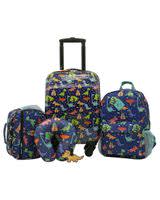 Travelers Club 5 Pieces Kids Luggage Set with 360Â° 4 Wheel Spinner System Dinosaur