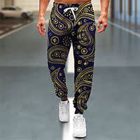 Men's Designer Casual  Sporty Jogger Sweatpants Trousers 3D Print Drawstring Elastic Waist Full Length Pants Casual Daily Micro-elastic Graphic Abstract Outdoor Sports Mid Waist Navy Blue S M L XL Lightinthebox