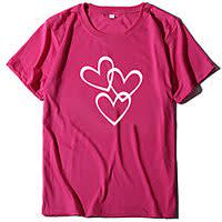 Women's Valentine's Day Painting Couple T shirt Heart Print Round Neck Basic Tops Green Blue Pink miniinthebox