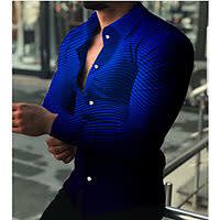 Men's Shirt 3D Print Gradient Turndown Daily Holiday 3D Print Button-Down Long Sleeve Tops Casual Fashion Breathable Blue miniinthebox