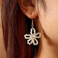 Women's Hoop Earrings Classic Flower Shape Artistic Elegant Fashion Modern Cute Pearl Earrings Jewelry White For Party Gift Daily Club Festival 1 Pair Lightinthebox