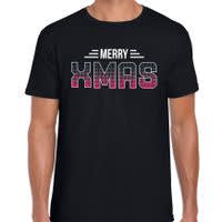 Merry xmas disco Kerst t-shirt zwart voor heren